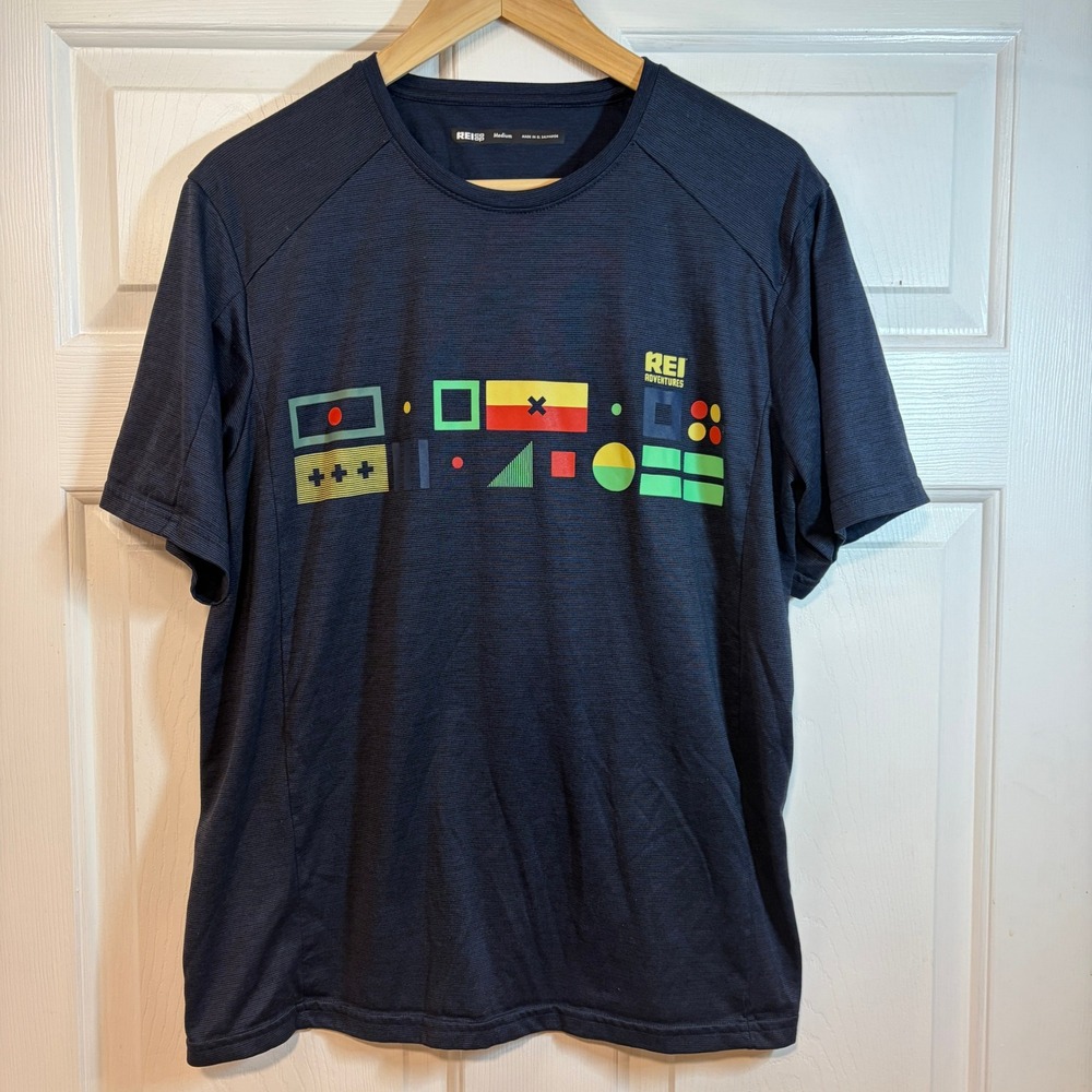 REI Co-op Active Pursuits Mens Navy Blue Graphic Performance T-Shirt M Outdoor